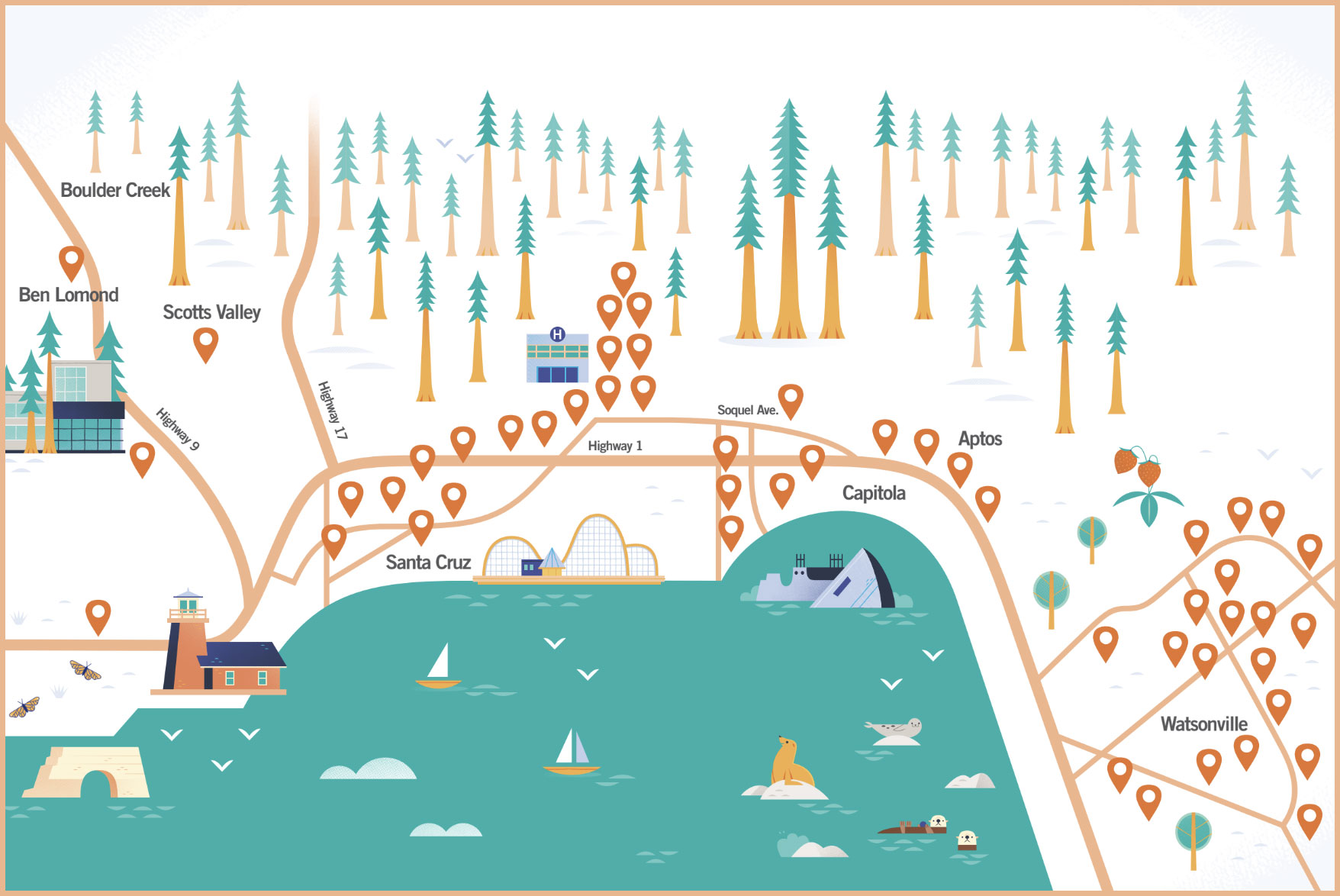 Dignity Health Care Network Map for Santa Cruz area