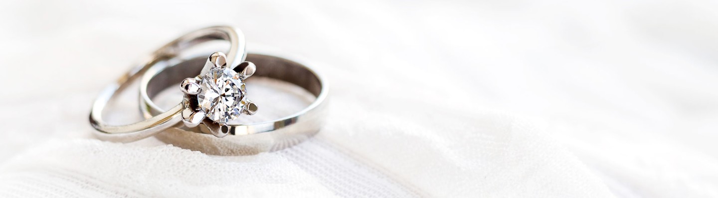 Wedding rings on a white background