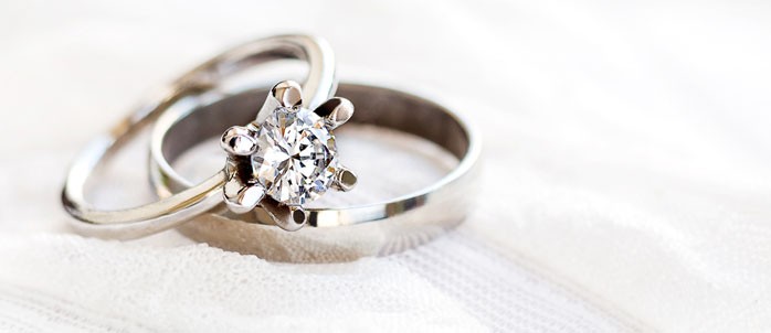 Wedding rings on a white background