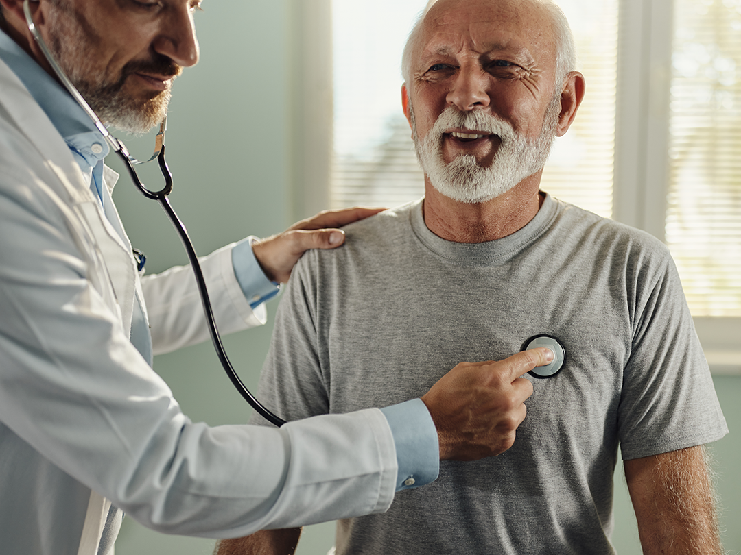 Older man getting his heart checked