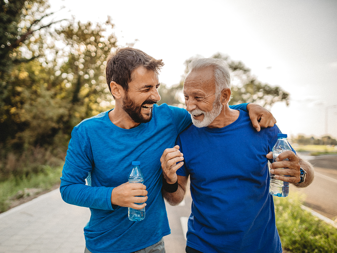 Man and father on a run outside