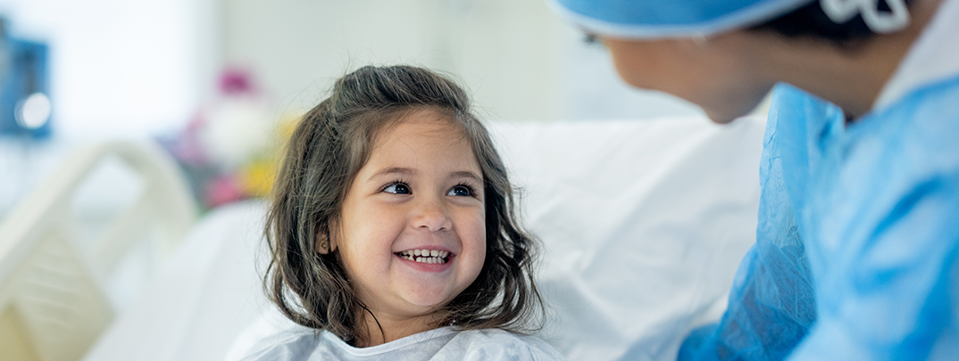 Young girl getting ready for pediatric surgery